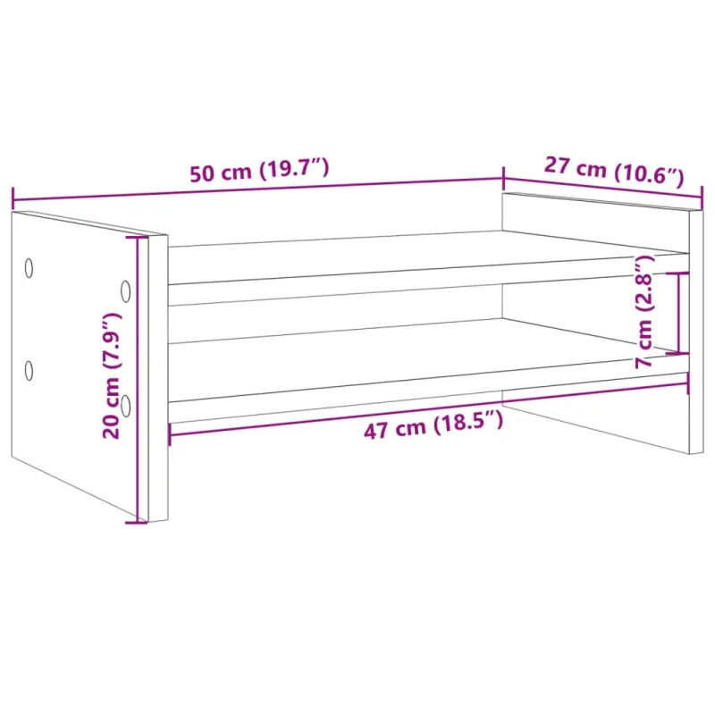 Monitoriaus stovas, betono, 50x27x20cm, apdirbta mediena