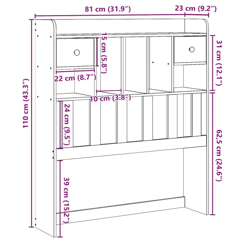 Galvūgalis su daiktų laikymo vieta, rudas, 75cm, pušis