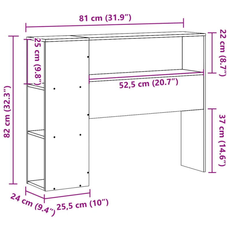 Galvūgalis su daiktų laikymo vieta, baltas, 75cm, pušis