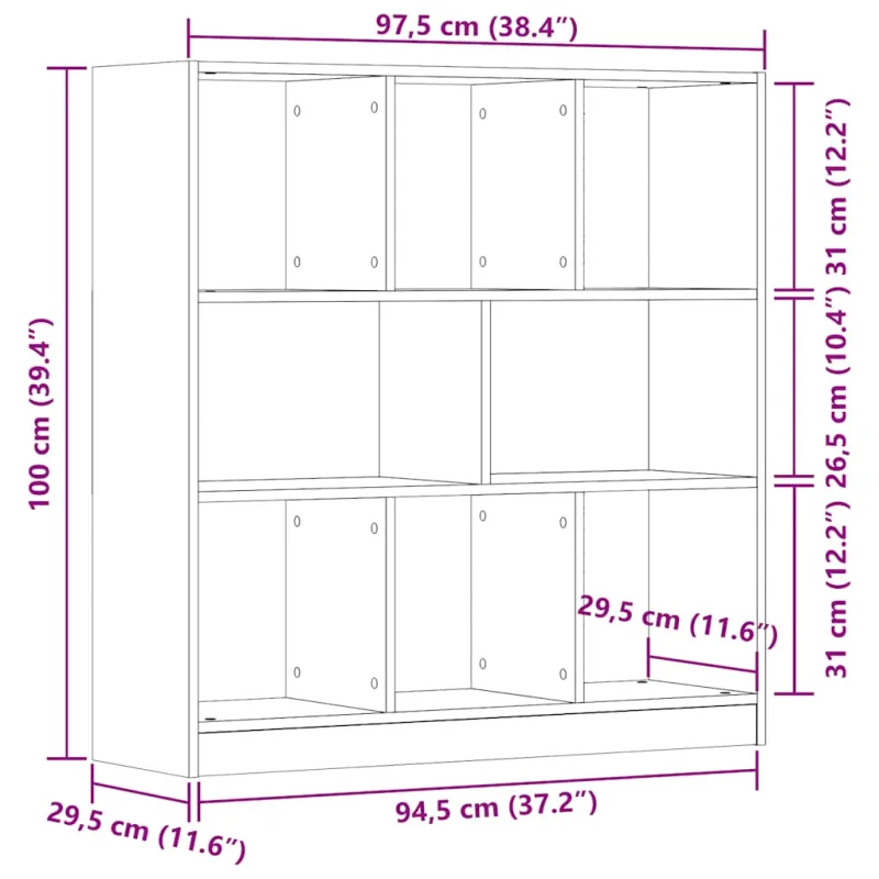 knygų spintelė sena mediena 97,5x29,5x100 cm inžinerinė mediena