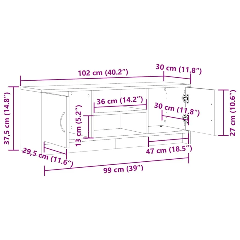 televizoriaus spintelė Old Wood 102x30x37,5 cm Engineered Wood