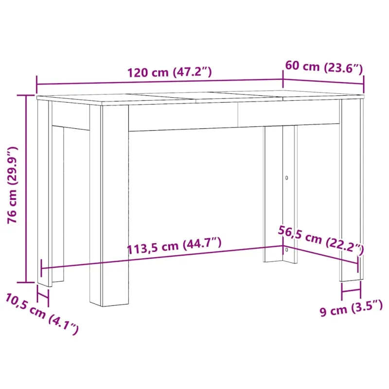 Valgomojo stalas Senas medis 120x60x76 cm Inžinerinė mediena
