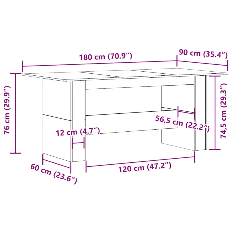 Valgomojo stalas Senas medis 180x90x76 cm Inžinierinė mediena