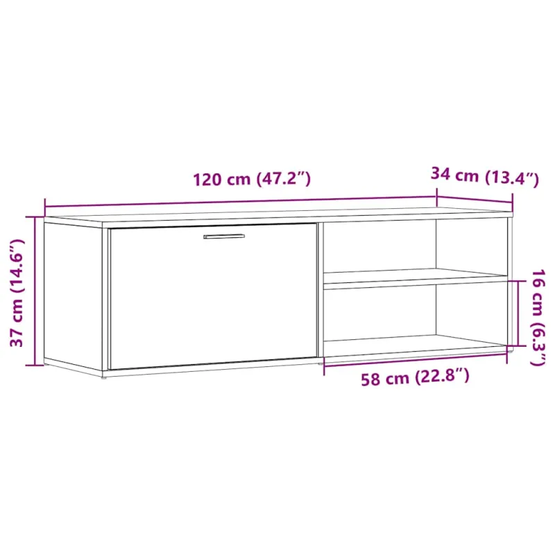 televizoriaus spintelė Old Wood 120x34x37 cm Engineered Wood