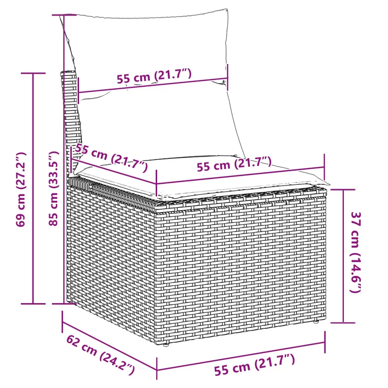 Sofokokonaisuus tyynyn kanssa 11 osaa Ruskea polyrataska