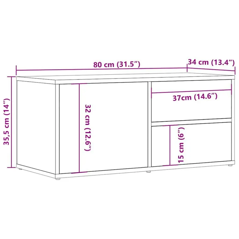televizoriaus spintelė Old Wood 80x34x35,5 cm Engineered Wood