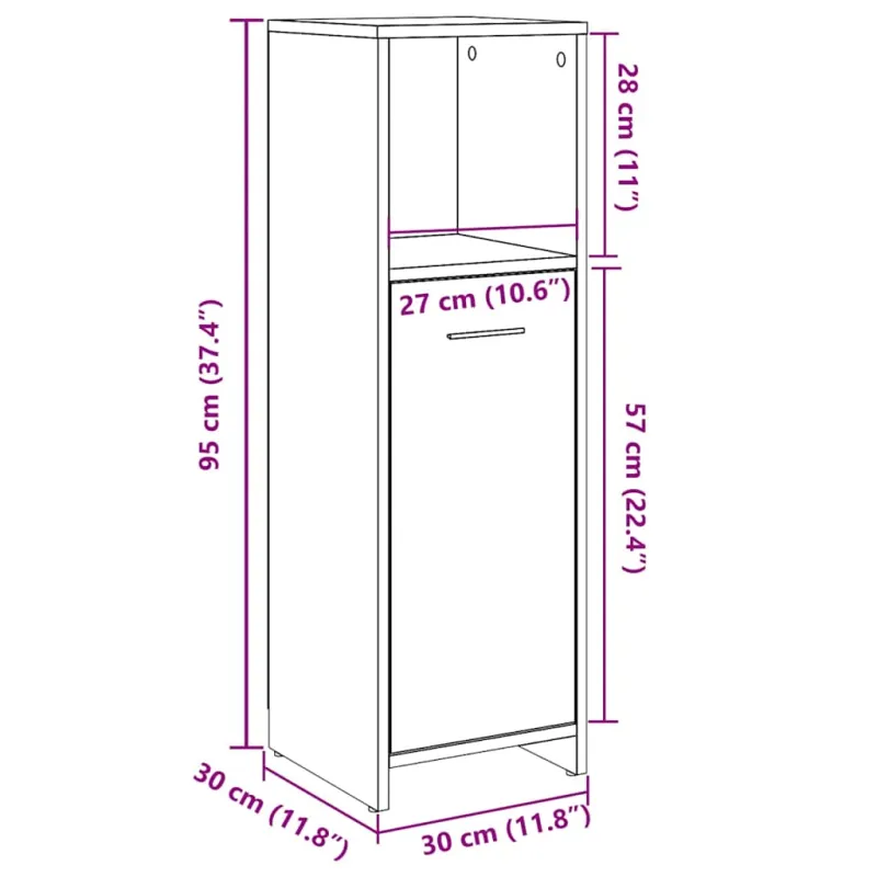Vonios spintelė Old Wood 30x30x95 cm Engineered Wood