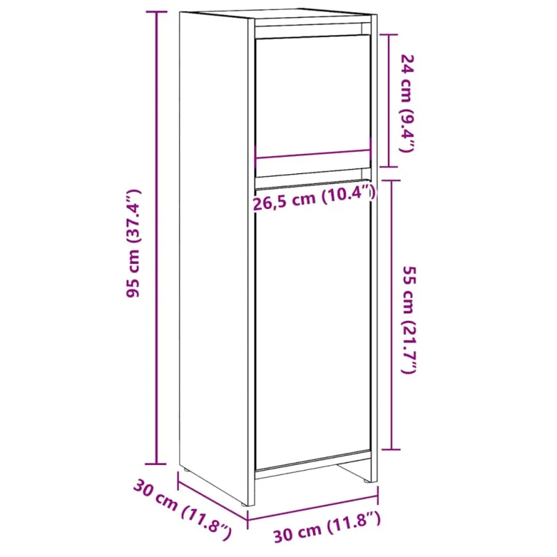 Vonios spintelė Old Wood 30x30x95 cm Engineered Wood