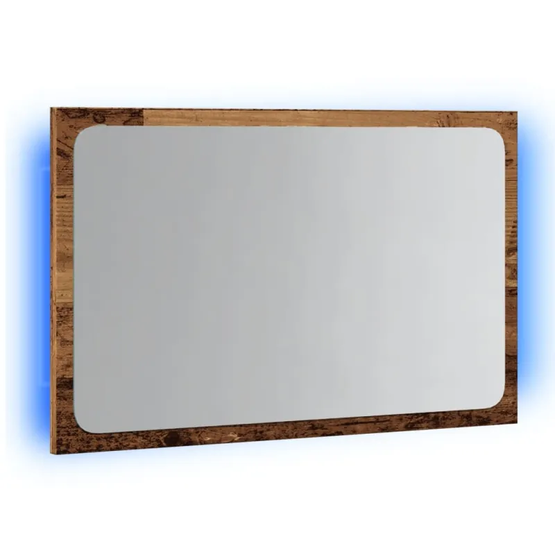 Vonios veidrodis su LED apšvietimu, medienos, 60x8,5x38cm
