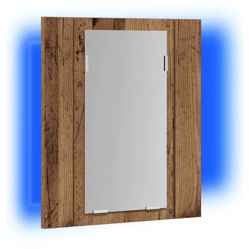 Veidrodinė LED vonios spintelė, medienos, 40x12x45cm, mediena
