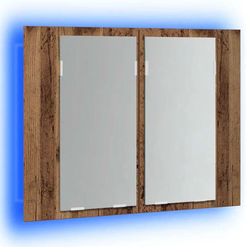 Veidrodinė LED spintelė, medienos, 60x12x45cm, apdirbta mediena