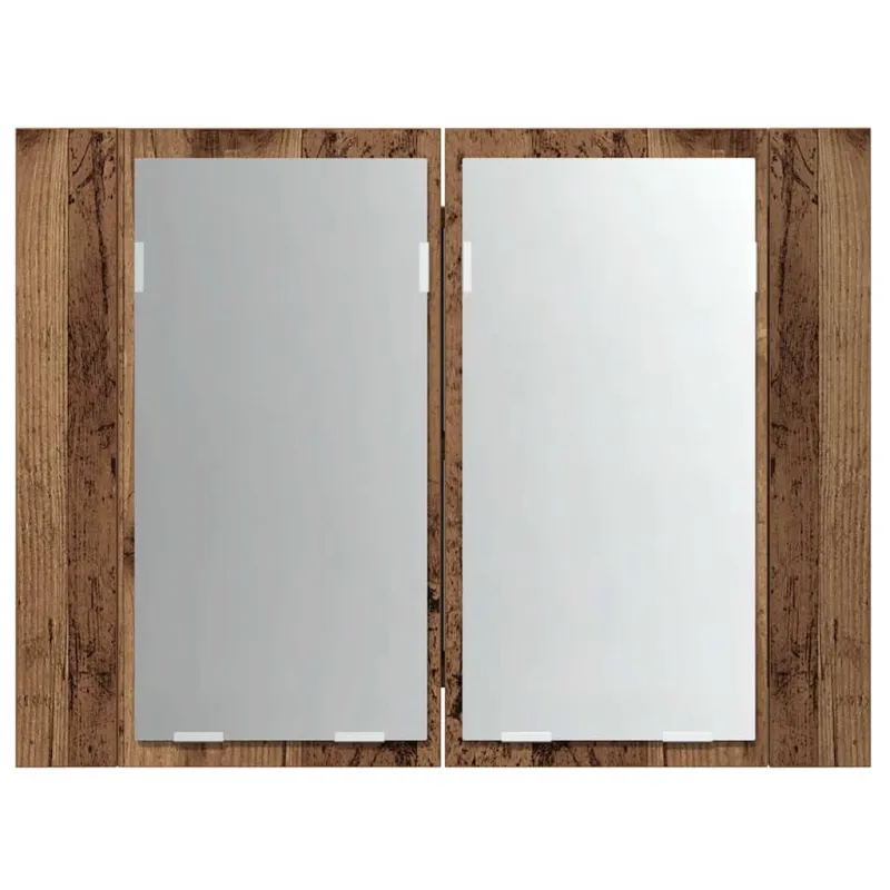 Veidrodinė LED spintelė, medienos, 60x12x45cm, apdirbta mediena