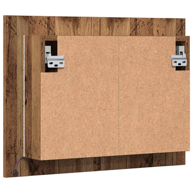 Veidrodinė LED spintelė, medienos, 60x12x45cm, apdirbta mediena