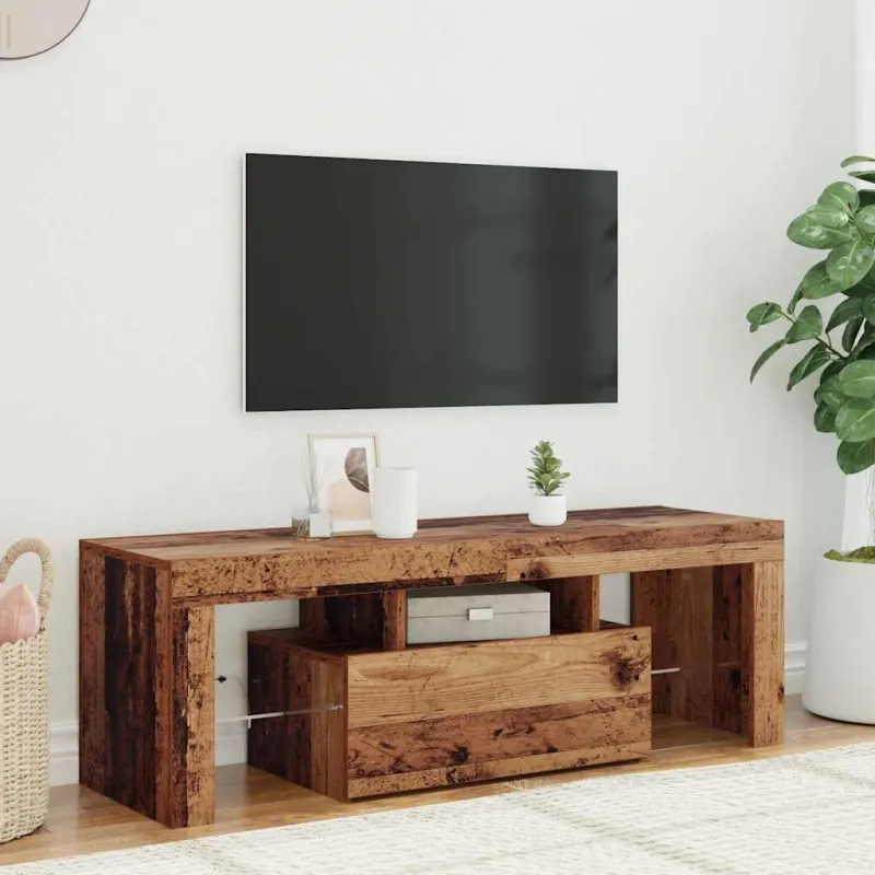 Televizoriaus spintelė su LED, medienos, 120x36,5x40cm, mediena