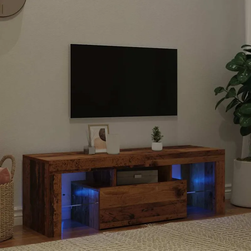 Televizoriaus spintelė su LED, medienos, 120x36,5x40cm, mediena