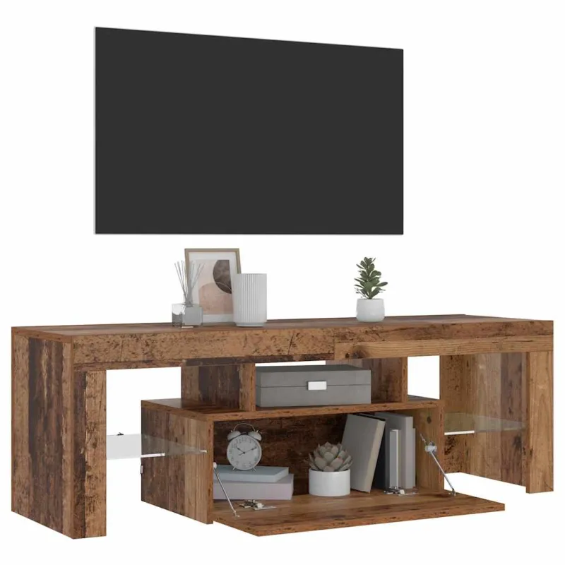 Televizoriaus spintelė su LED, medienos, 120x36,5x40cm, mediena