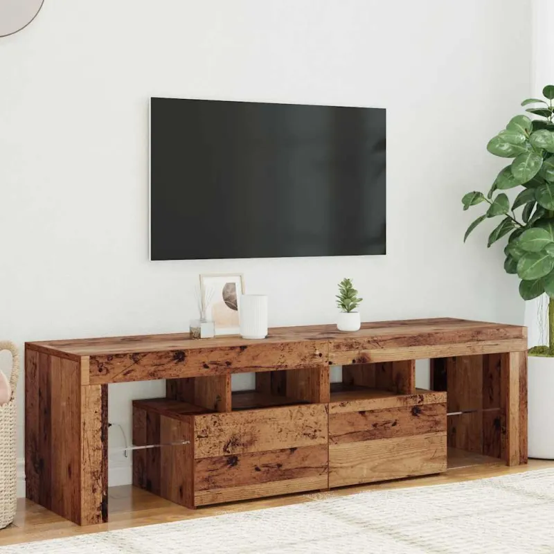 Televizoriaus spintelė su LED, medienos, 140x36,5x40cm, mediena