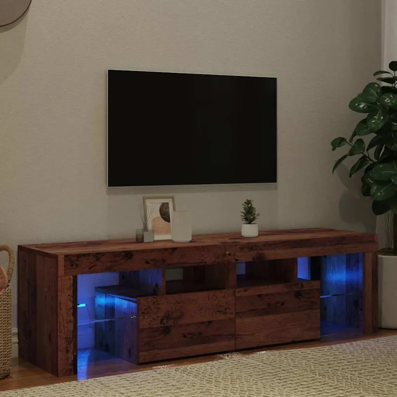 Televizoriaus spintelė su LED, medienos, 140x36,5x40cm, mediena