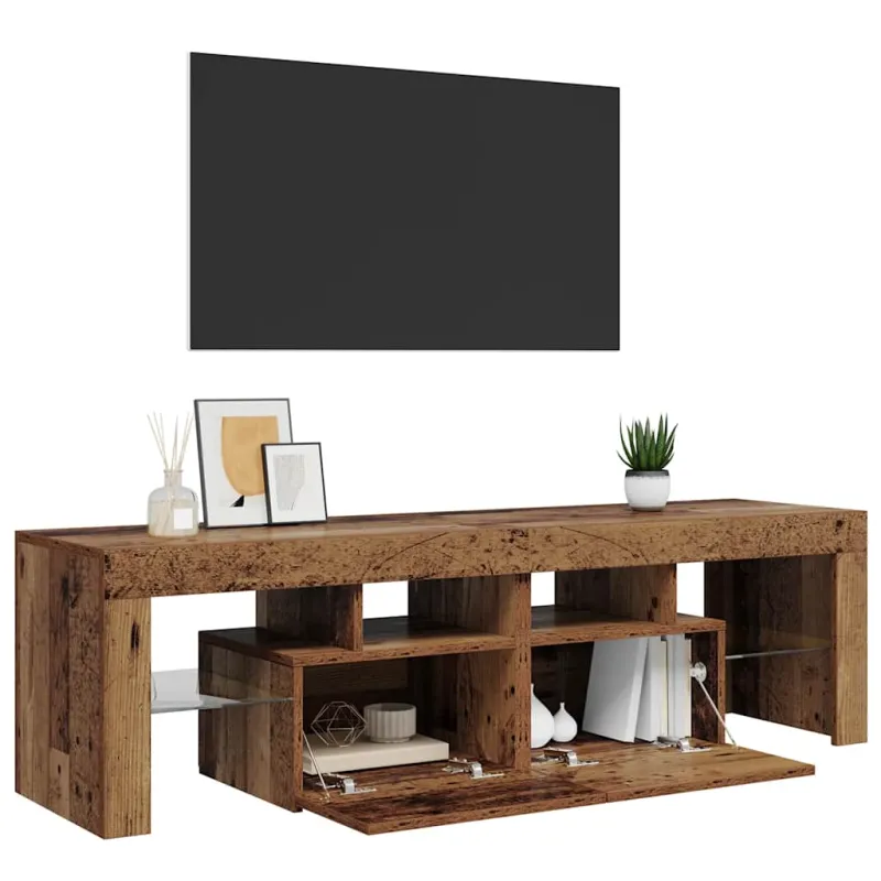 Televizoriaus spintelė su LED, medienos, 140x36,5x40cm, mediena