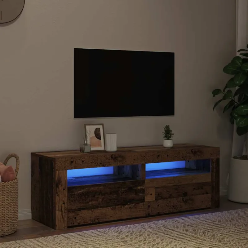Televizoriaus spintelė su LED, medienos, 120x35x40cm, mediena