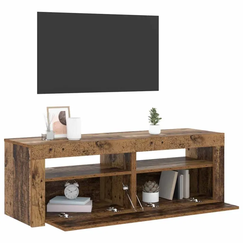 Televizoriaus spintelė su LED, medienos, 120x35x40cm, mediena