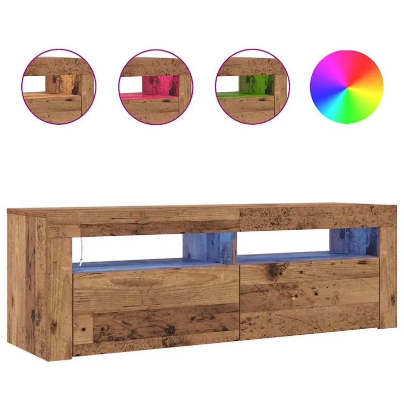 Televizoriaus spintelė su LED, medienos, 120x35x40cm, mediena