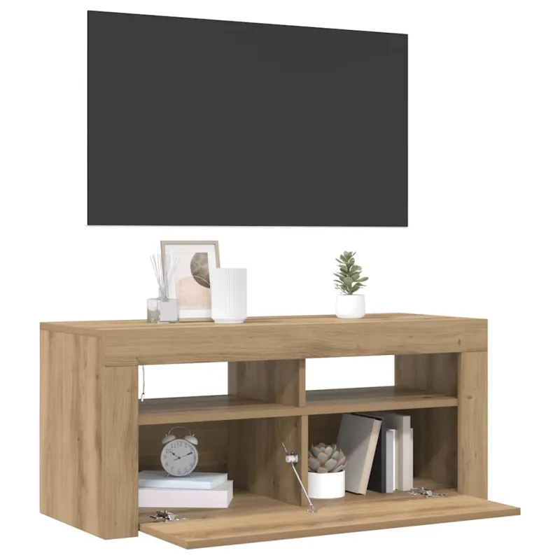 Televizoriaus spintelė su LED, artisano, 90x35x40cm, mediena