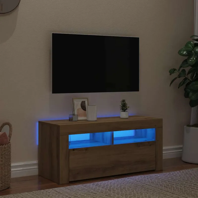 Televizoriaus spintelė su LED, artisano, 90x35x40cm, mediena