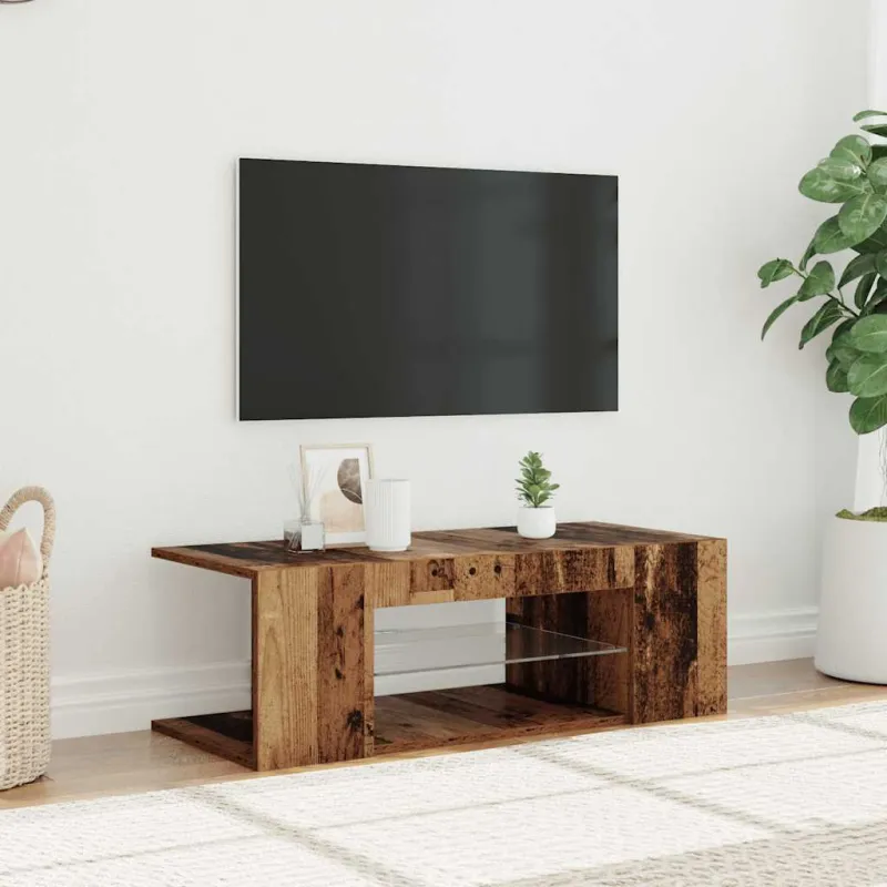 televizoriaus spintelė su LED lemputėmis Old Wood
