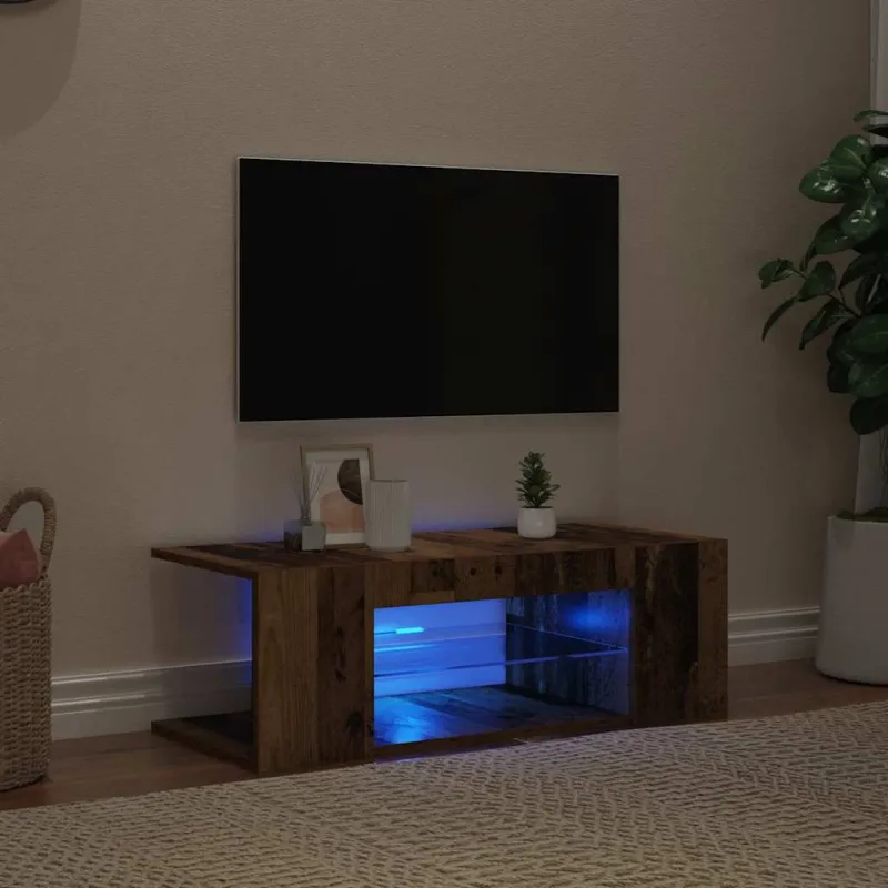 televizoriaus spintelė su LED lemputėmis Old Wood