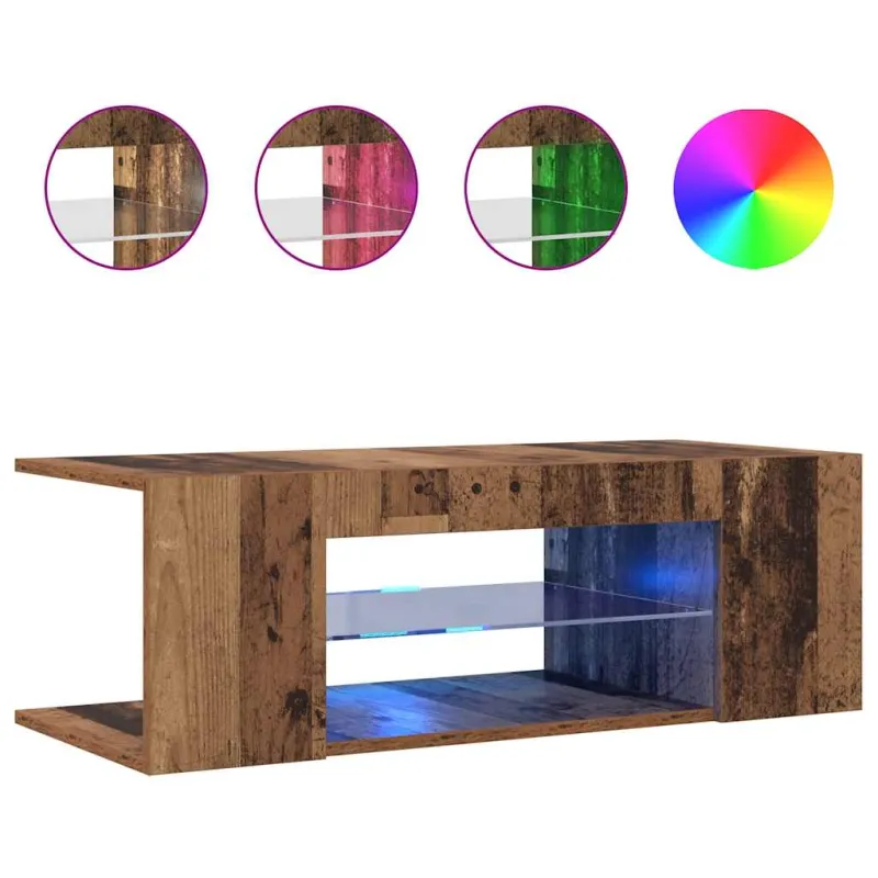 televizoriaus spintelė su LED lemputėmis Old Wood