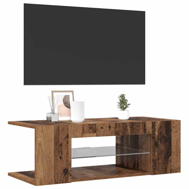 televizoriaus spintelė su LED lemputėmis Old Wood