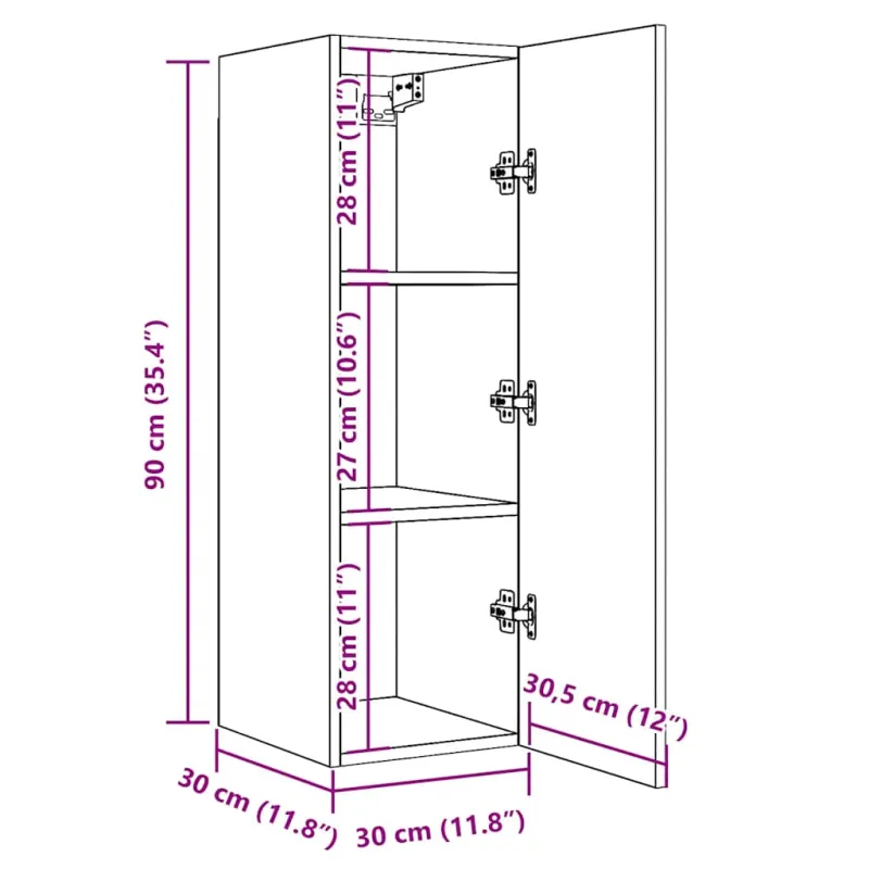 Televizoriaus spintelės, 2vnt., medienos, 30,5x30x90cm, mediena