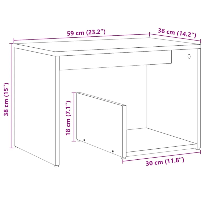šoninis staliukas Sena mediena 59x36x38 cm Inžinierinė mediena
