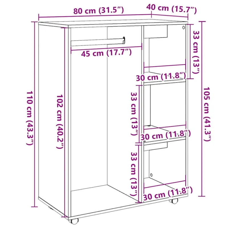 Spinta Old Wood 80x40x110 cm Engineered Wood