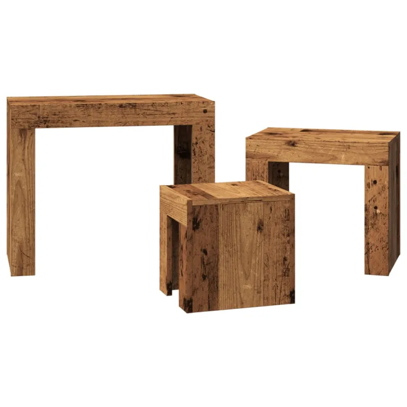 Sustumiami kavos staliukai, 3vnt., medienos, apdirbta mediena