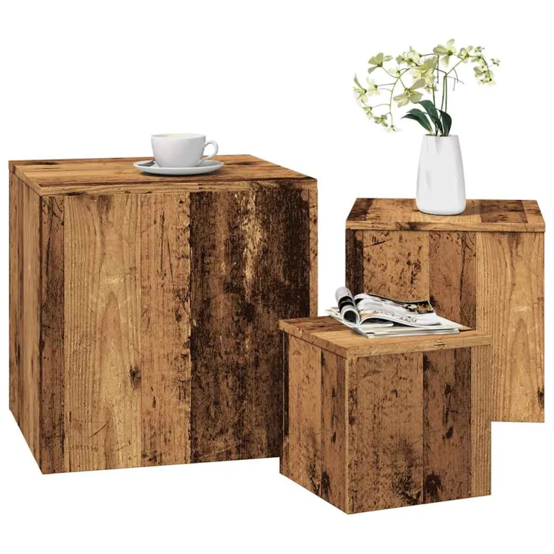 šoniniai staliukai 3 vnt Old Wood Engineered Wood