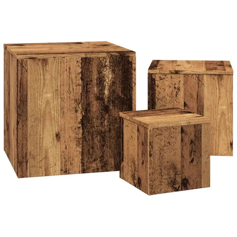 šoniniai staliukai 3 vnt Old Wood Engineered Wood