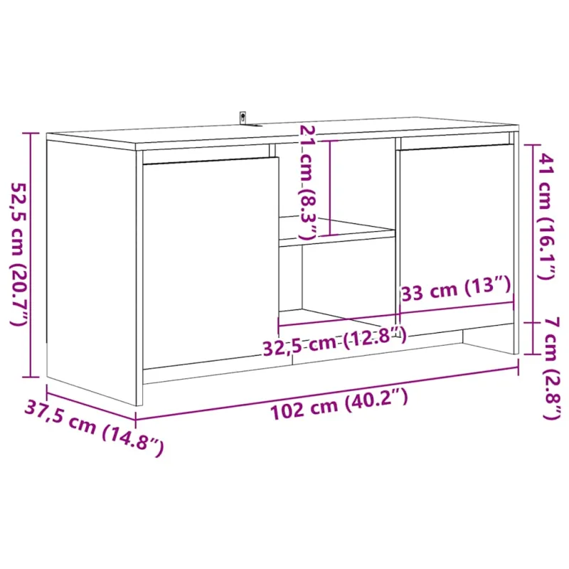 Televizoriaus spintelė, medienos, 102x37,5x52,5cm, mediena