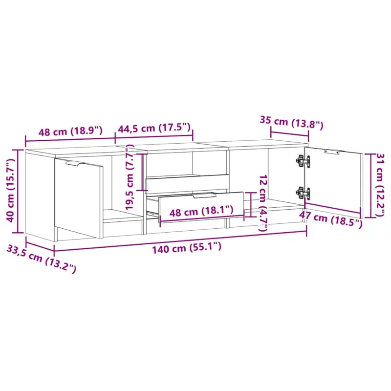 televizoriaus spintelė Old Wood 140x35x40 cm Engineered Wood