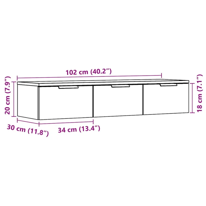 Sieninė Spinta Old Wood 102x30x20 cm Inžinierinė mediena