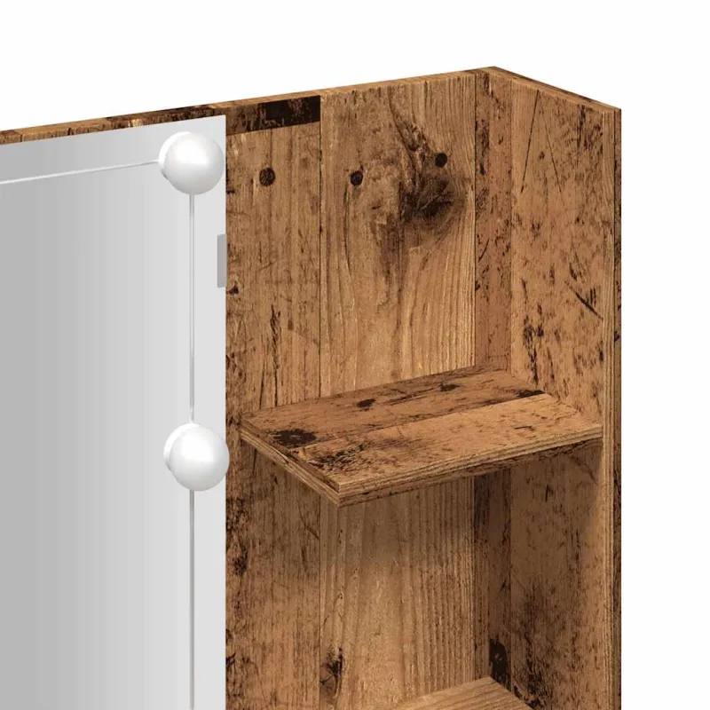Kosmetinis staliukas su LED, sendintos medienos, 60x40x140cm