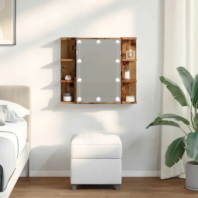 veidrodinė spintelė su LED Old Wood 70x16,5x60 cm