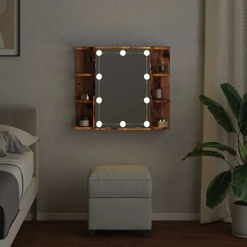 veidrodinė spintelė su LED Old Wood 70x16,5x60 cm