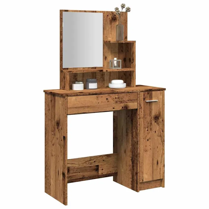 tualetinis staliukas su veidrodžiu, senas medis 86,5x35x136 cm