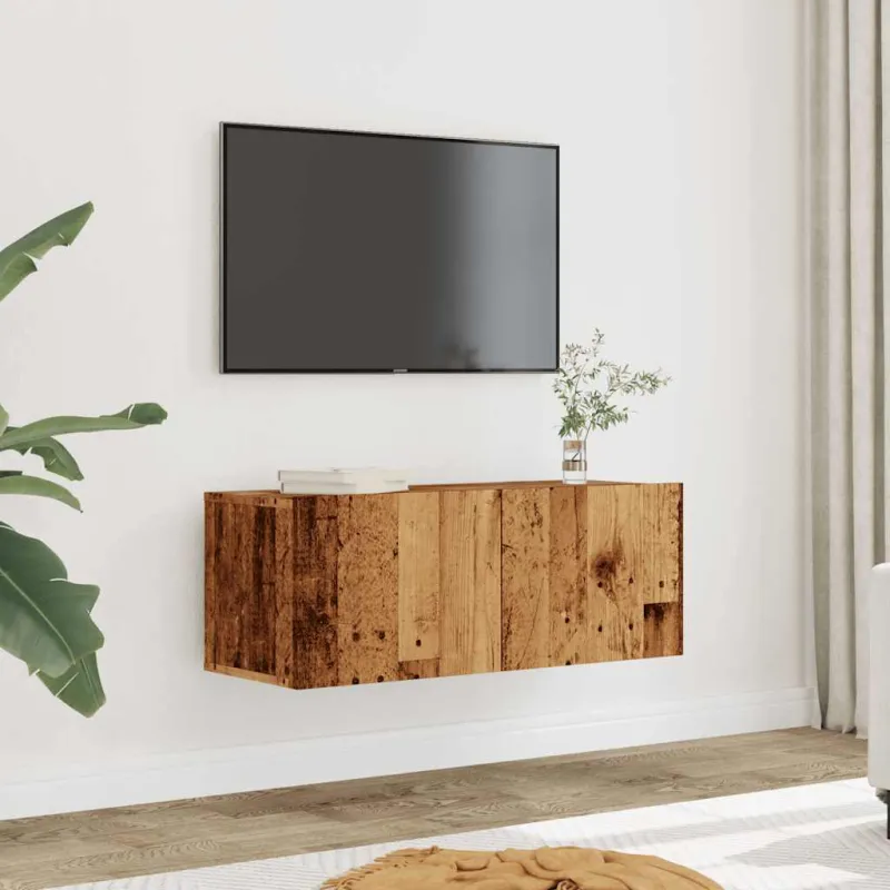 Sieninės TV spintelės, 2vnt., sendintos medienos, 80x30x30cm