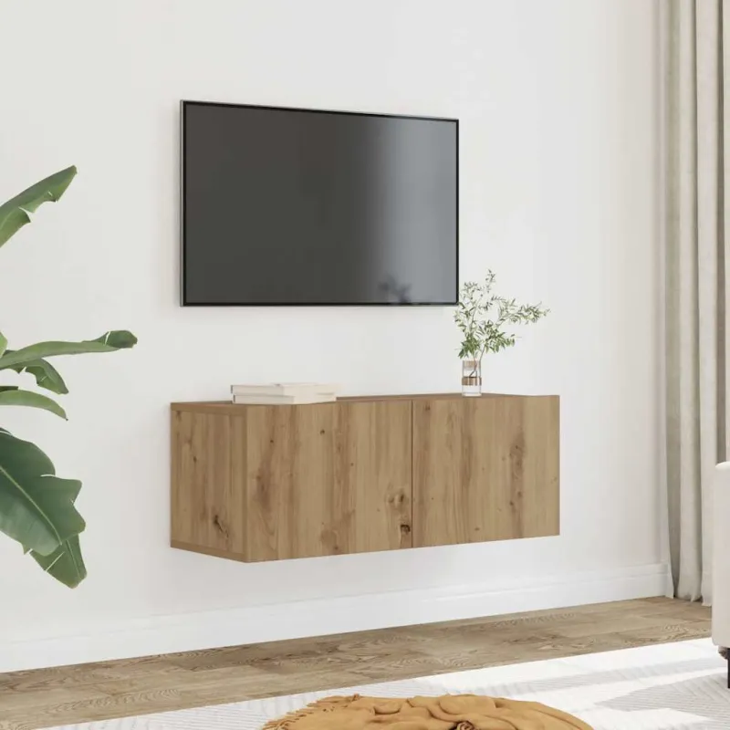 Sieninės TV spintelės, 2vnt., artisano ąžuolo, 80x30x30cm