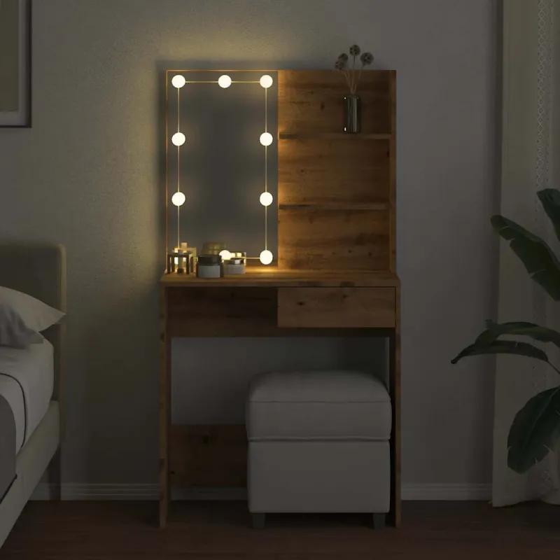 tualetinis staliukas su LED Artisan ąžuolu 74,5x40x141 cm