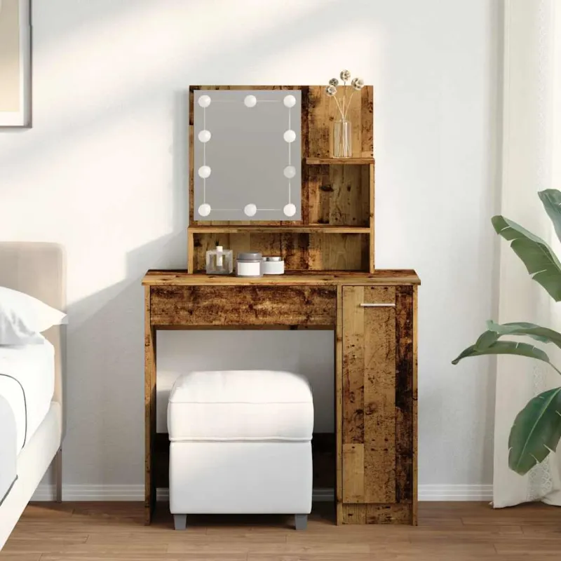 tualetinis staliukas su LED Old Wood 86,5x35x136 cm