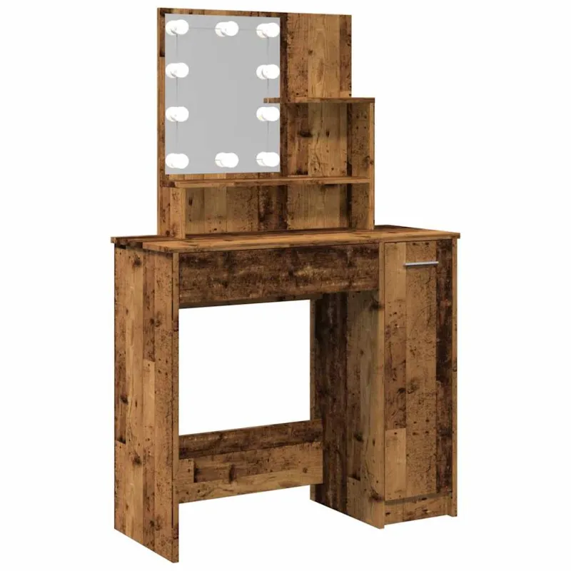 tualetinis staliukas su LED Old Wood 86,5x35x136 cm